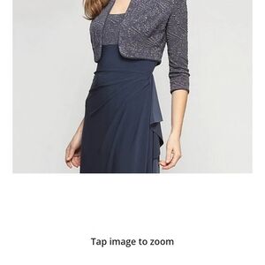 Alex Evenings Navy and Silver Dress with Jacket